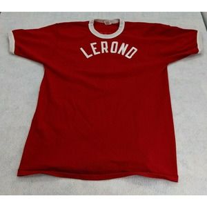 Russell Mills Athletic Jersey 1970s Large Beer League Softball Red 4 Rec Sports